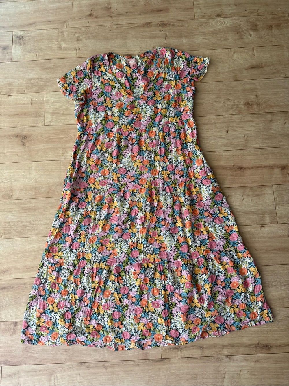 Show Me Your Mumu Cia Midi Dress Floral Short Sleeve Boho USA Large